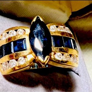 14k Vintage Sapphire Diamonds Ring
